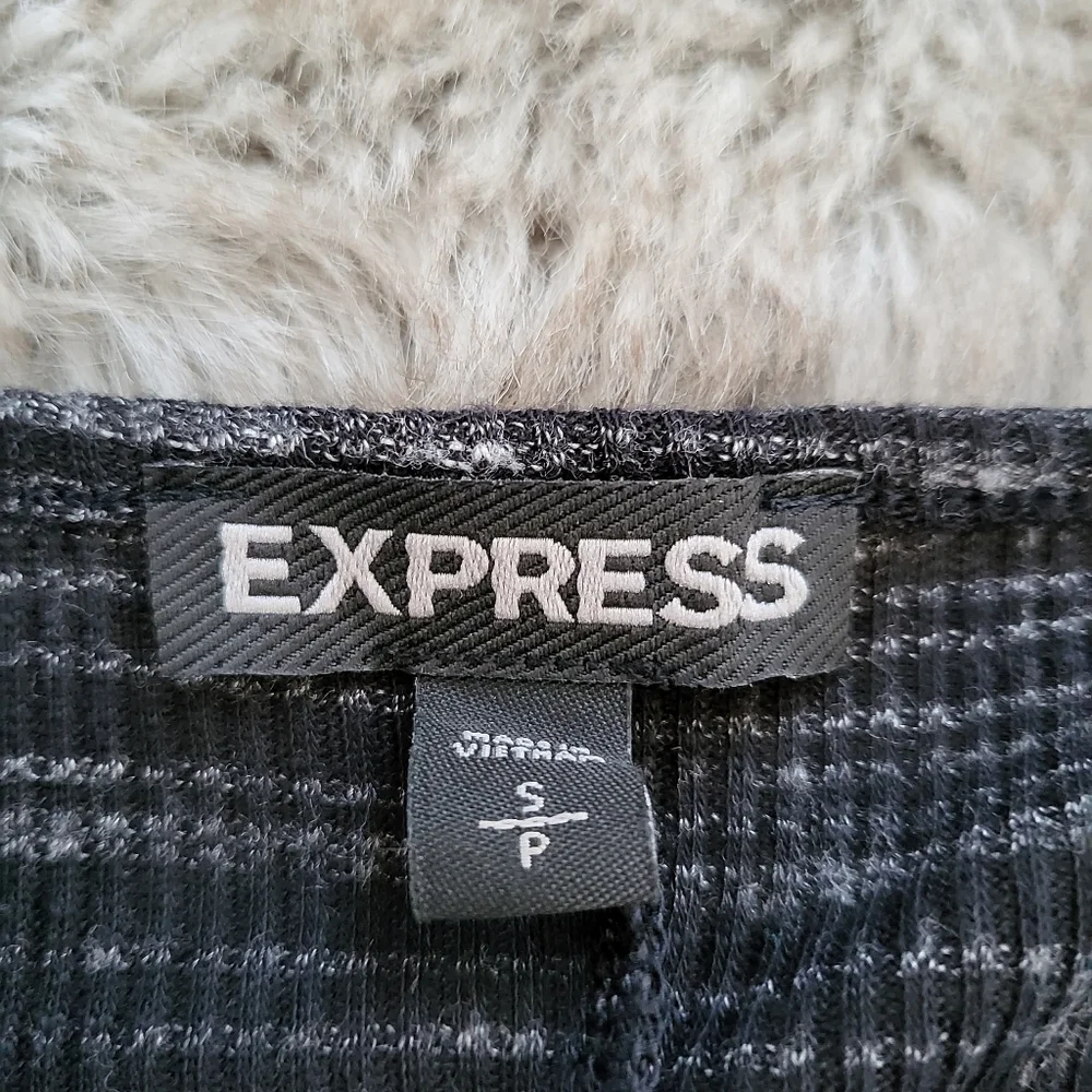 Express Keyhole Cut-out Bishop Sleeve Microstriped Sweater Size Small